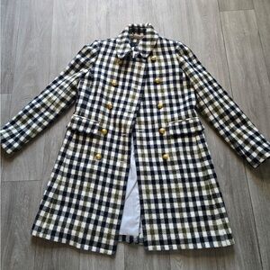 J. Crew Wool double breasted Coat size 8 oxford check